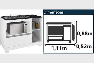 BALCÃO COOKTOP NT 3050 FREIJO BRANCO- NOTAVEL 1,11 - Imagem 2