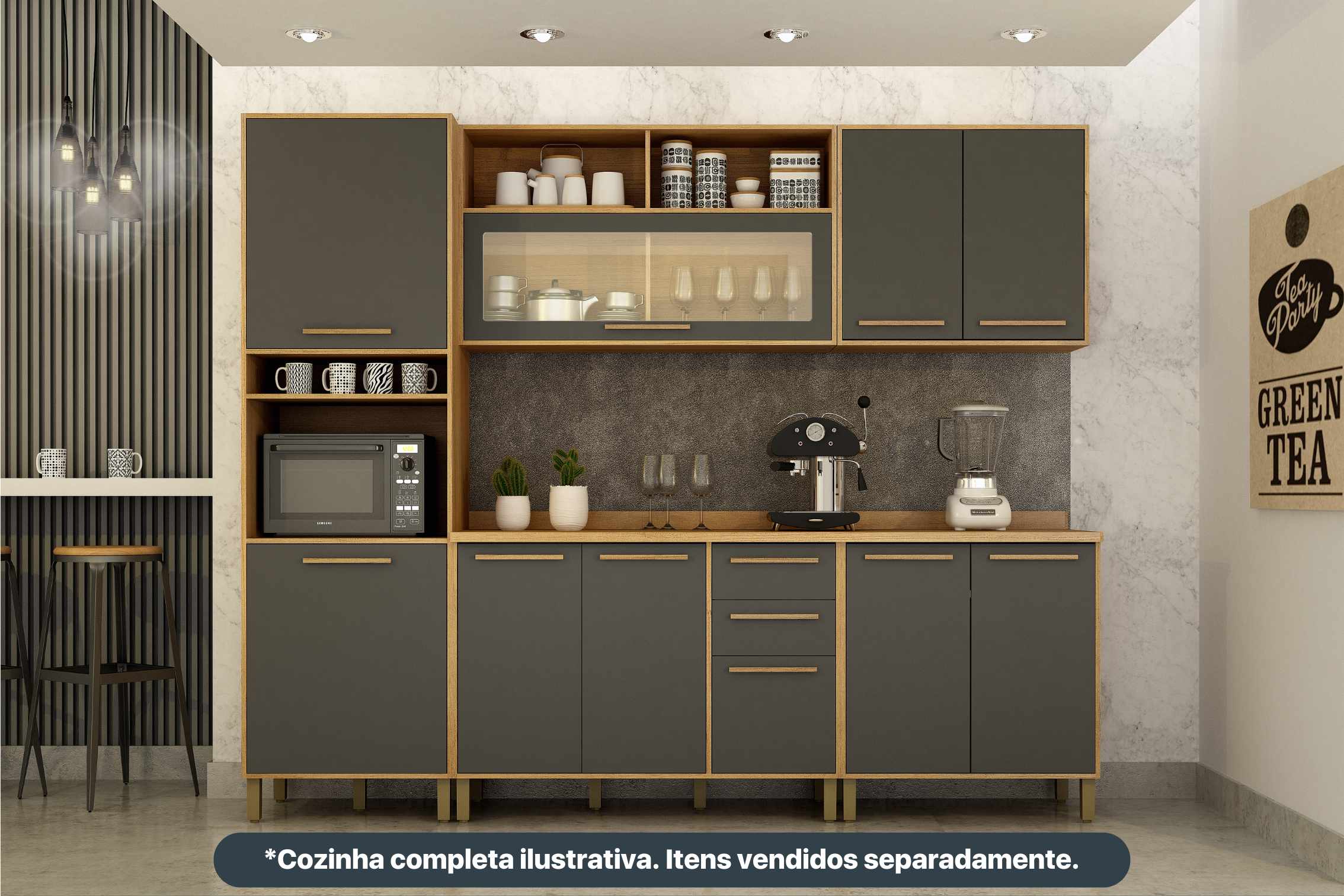 COZINHA SALVADOR GRAFITE- VALDEMOVEIS 2,65CM 5 PEÇAS