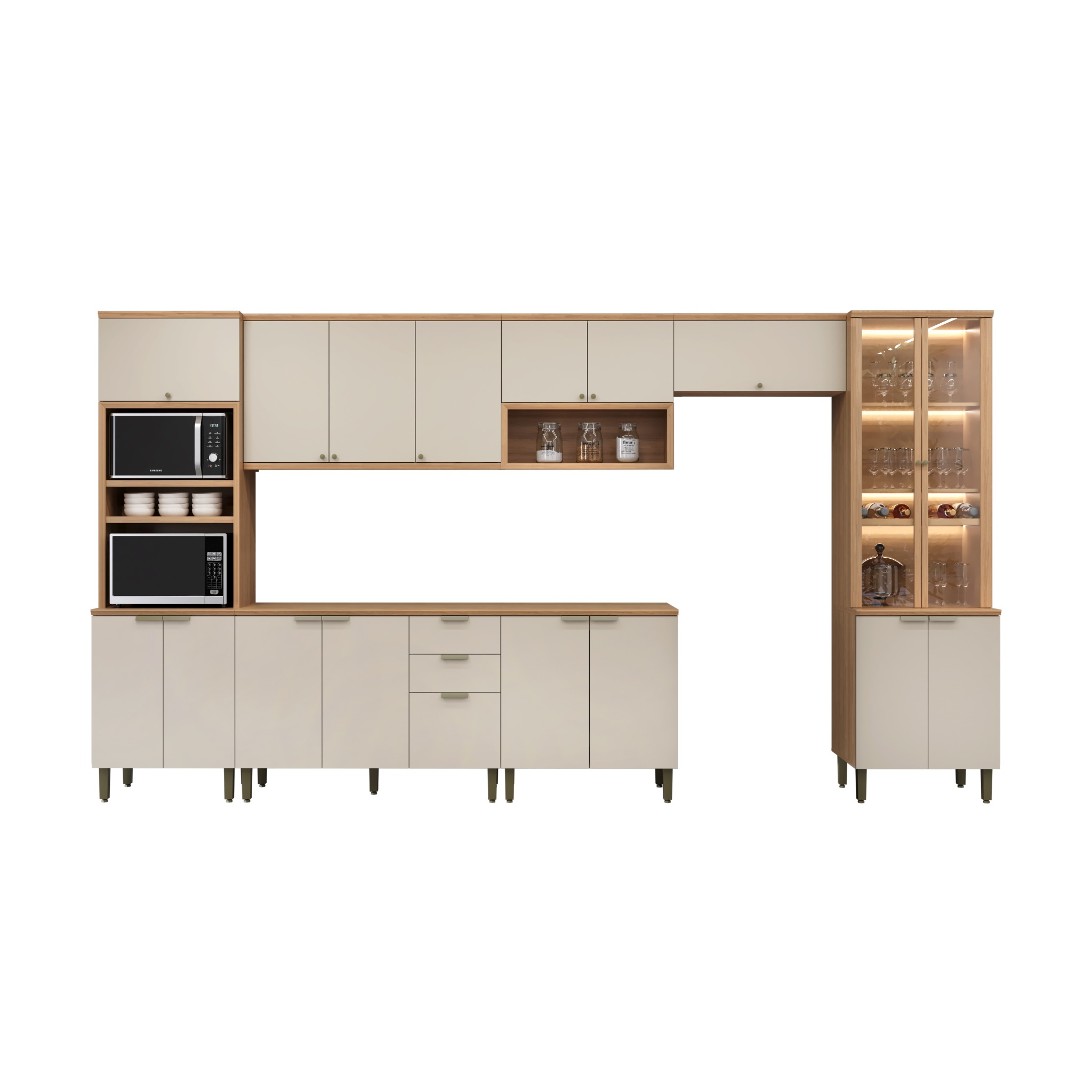 COZINHA SELENE COMPLETA ( 7 PEÇAS ) 4,10M ( JEQUITIBA / OFF FOSCO ) - LINEA ABRASIL - Imagem 2