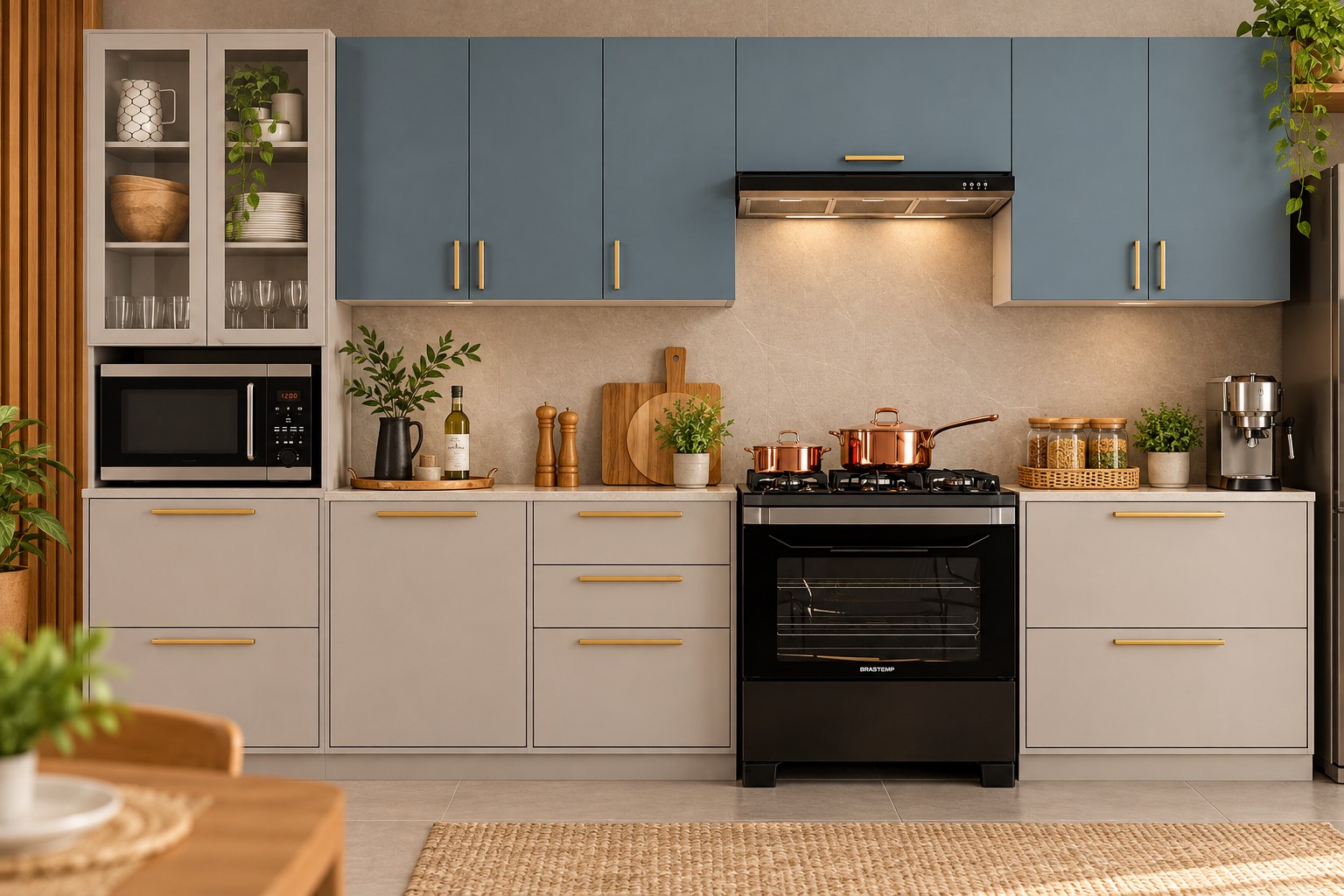 COZINHA ESSENCE COMPLETA ( 6 PEÇAS ) 3,50M ( FENDI / GRIS ) - ITATIAIA
