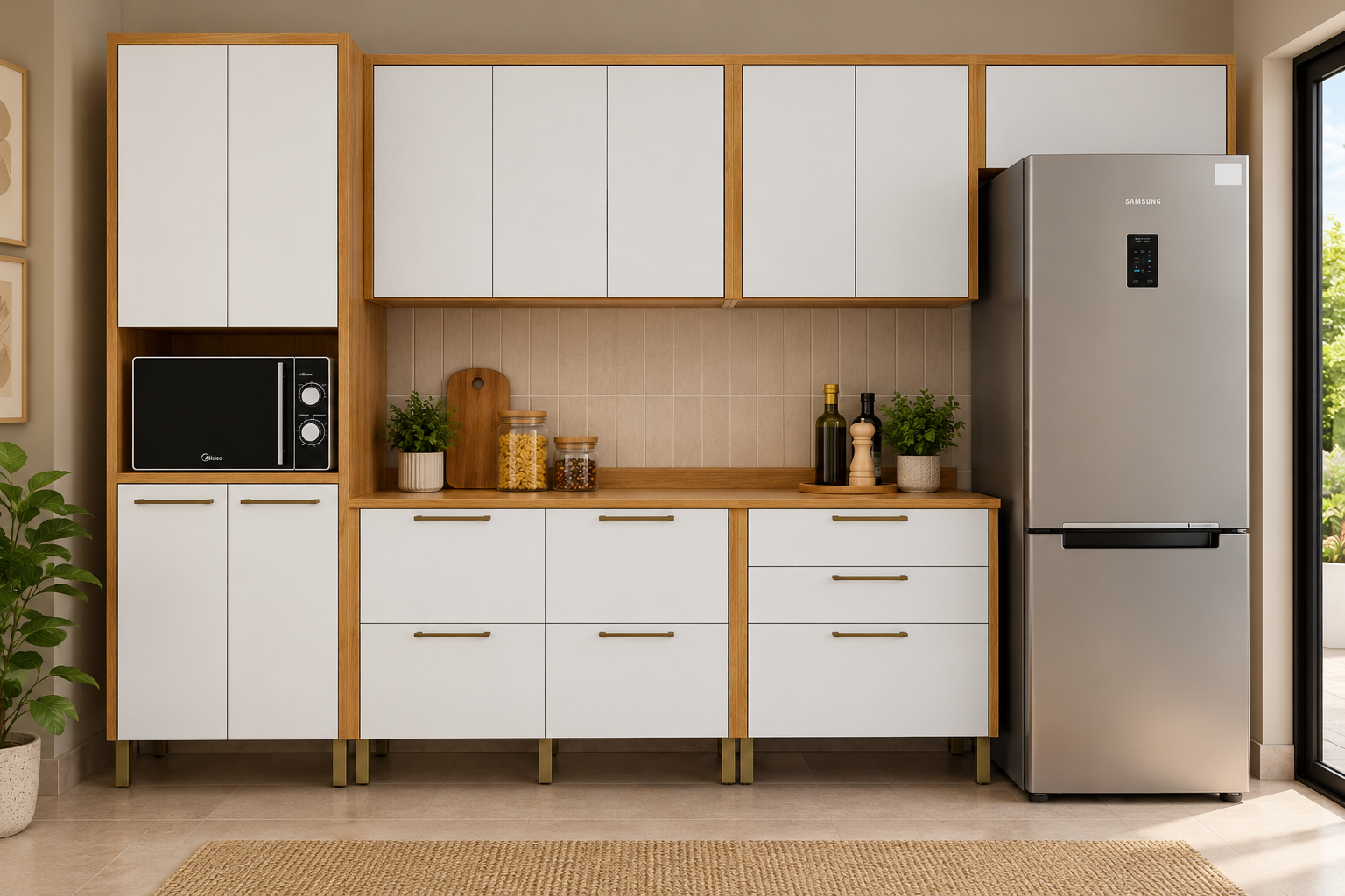 COZINHA NOBRE COMPLETA ( 6 PEÇAS ) 3,53M ( CINAMOMO / OFF ) - VALDEMOVEIS